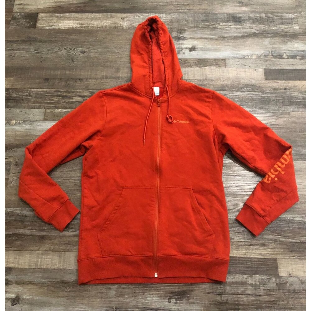 Columbia Mens Medium Orange Full Zip Hoodie Sweatshirt Jacket